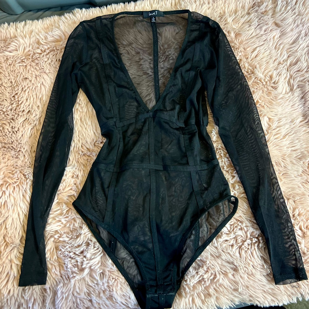 Black mesh body suit